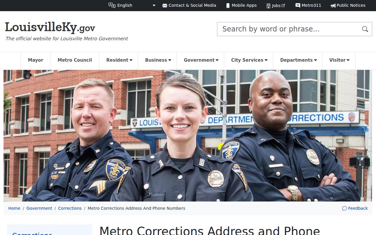 Louisville Metro Community Corrections Center release contact source